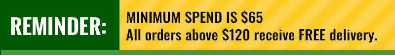 Reminder notice $65 = minimum order amount